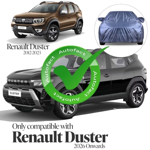 Image of Autofact Car Cover for Duster 2026 | Water-Resistant Car Body Cover | All Weather Light-Weight Triple-Stitched Outdoor Shield with UV Protection, Dustproof & Heat-Resistant