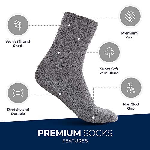 Pembrook Non Skid Socks - Hospital Socks - (6-Pairs) 2 Purple / 2 Pink / 2 Gray. Great for adults, men, women. Designed for medical hospital patients but great for everyone - Thumbnail 4