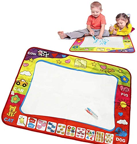 YIQI Tapis Magique de l'eau Doodle, Tapis de Peinture de Dessin (60 u00d7 80cm) avec 2 stylos Magiques, Tapis de Dessin d'eau Aqua réutilisable, pour Les Enfants en Bas âge