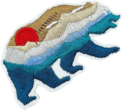 Obokata Iron On Polar Bear Patches, Sun and Moutain Embroidered Patch, Nature View Badge Sew On Emblem DIY Accessories for Vest Jackets, Clothes, Hats, Backbags, Pants, Clothing & Jeans.