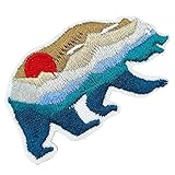 Obokata Iron On Polar Bear Patches, Sun and Moutain Embroidered Patch, Nature View Badge Sew On Embl