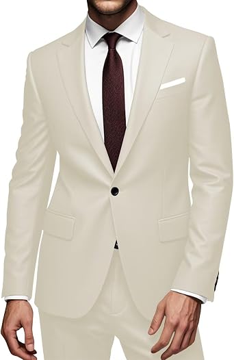 Mens Suit 2 Piece Classic Fit Dress Suits One Button Jacket Blazer for Wedding Business Dinner Prom