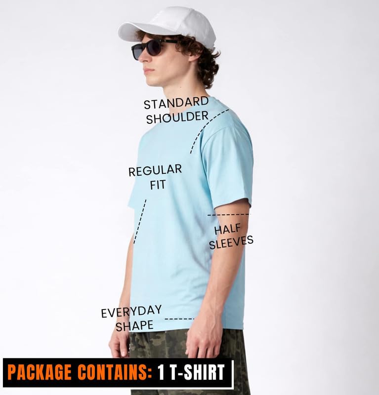 Image of Sleepynuts Men's Regular Fit Round-Neck Half Sleeves Solid Casual Wear T-Shirt (Sky Blue -4XL)