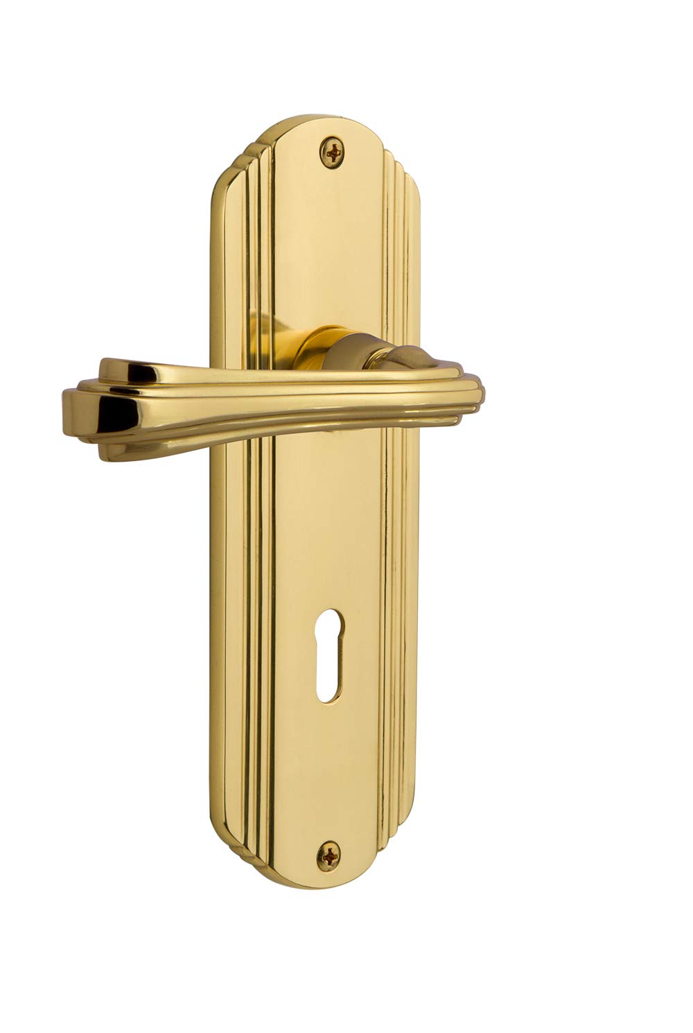 Nostalgic Warehouse Deco Plate Single Dummy with Keyhole Fleur Lever in Polished Brass