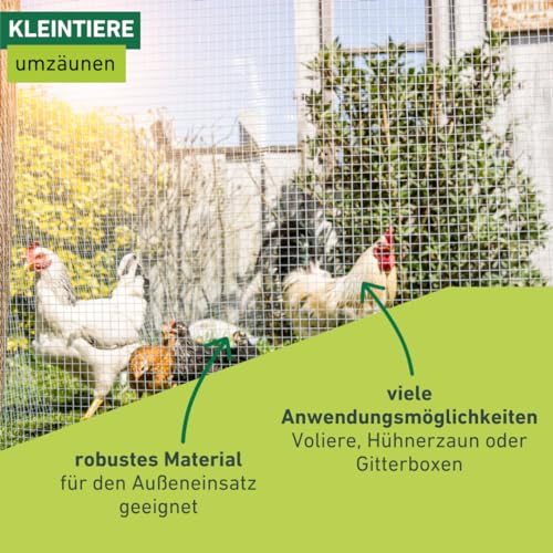 Windhager Drahtgitter feinmaschig, 2,5 x 0,5 m, Maschendraht, Volierendraht für Hasen, Meerschweinchen oder Hühner, verzinkt, Maschenweite 12,7 mm, 79066