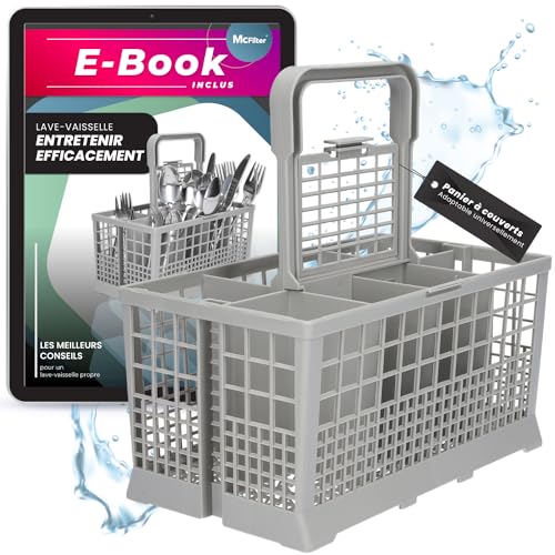 McFilter I Panier à couverts universel FOND ROBUSTE adapté à différents lave-vaisselle I Dimensions : 240 x 140 mm I plastique résistant à la chaleur I...