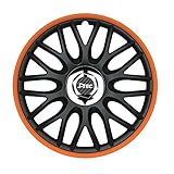  CM DESIGN 13 Zoll Radzierblenden Orden ORANGE (R) (Schwarz & Aussenring Orange). Radkappen passend für Fast alle VW Volkswagen wie z.B. Caddy 1 14D!