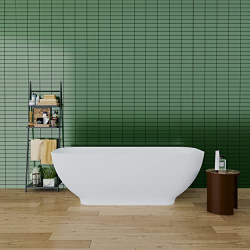 Dhpm 63"X29.5" Freestanding Bathtub, Stone Resin Soaking Bathtub With Overflow In Matte White, Cupc Certified,22S04-63 #TOP5