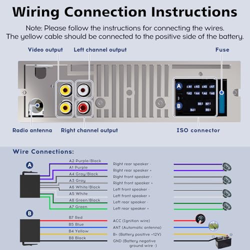 Chismos 9V-24V Car Stereo Radio Bluetooth with CD DVD Player,1DIN RDS/FM/AM Car Radio Bluetooth Handsfree 7 Colors MP3 Player with 2 USB/SD/AUX(Multi-coloured) - Image 8
