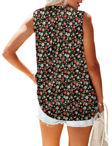 KISSMODA Tank Tops for Women Summer Casual Sleeveless Shirts Dressy Trendy V Neck Tunics Loose Notched Blouses S-3XL
