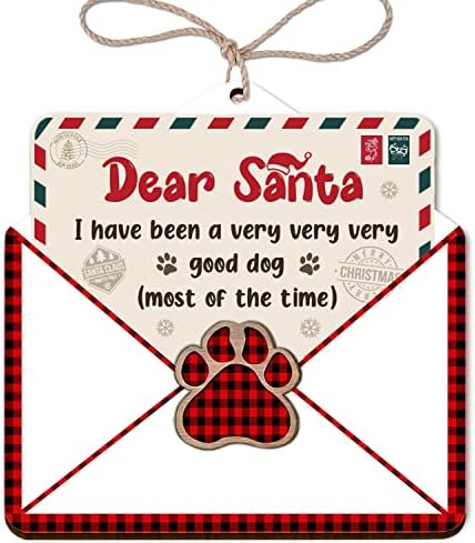 Dog Christmas Ornament Gifts, Dog Ornaments for Christmas Tree, Holiday Decor, Pet Memorial Gifts for Dogs, Unique Christmas Ornaments, Christmas Decorations, Dear Santa Wooden Ornaments