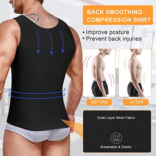Ifkodei Mens Compression Shirts Slimming Body Shaper Workout Tank Top Vest Tummy Control Shapewear Abs Abdomen Undershirt (Xl, Black) #TOP3