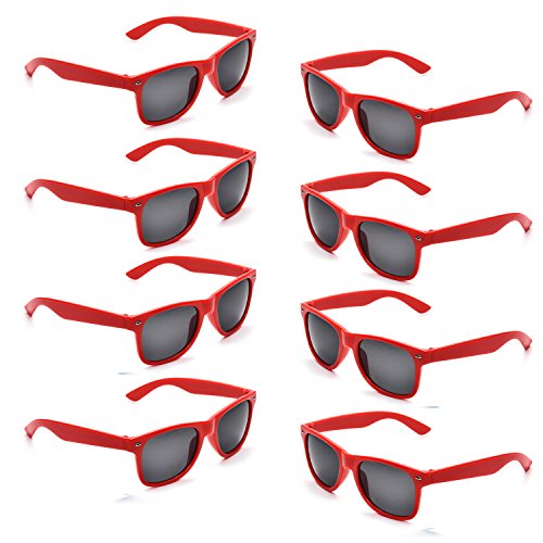 8 Pack Kids Toddler Neon Colors Party Favor Supplies Unisex Sunglasses, Red #TOP8