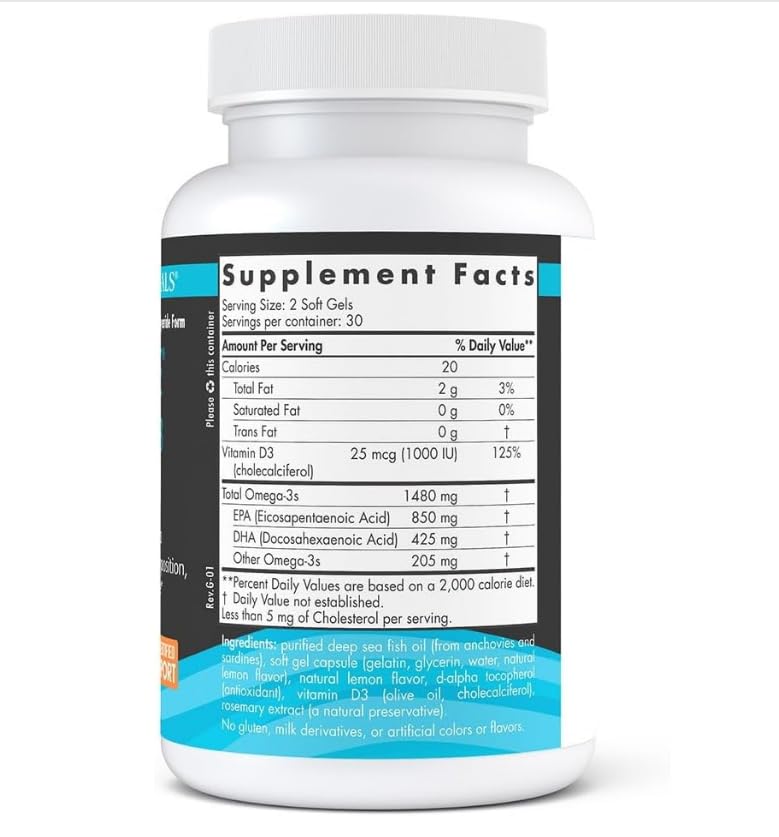 Nordic's Ultimate Omega-D3, 1480 mg Sport, sin OMG, sabor a limón, 60 geles suaves