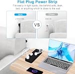 Extension de la barre d'alimentation Cord-10FT Extendeur de sortie, protecteur de la bande de puissance USB Ports, Muti-Outlets Ports Station de recharge de bureau,Flat Plug,Wall Mount,avec station de lumière de nuit,pour la maison,Office. (10FT)