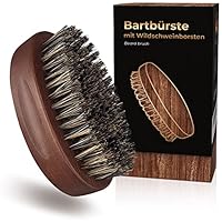lampox Bartbürste mit Wildschweinborsten für gesunden, gepflegten & glänzenden Bart. Bart Bürste, oval, mittlere bis dicke Bartlänge