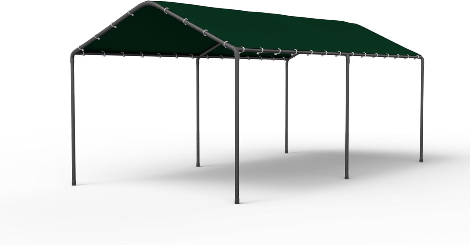 GOJOOASIS 10x20 Carport Heavy Duty Portable Garage Shelter Metal Car Canopy Tent with UV-Resistant & Weatherproof Top Cover for RV & Vehicles (Gray, 10x20 with sidewalls)