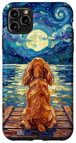 Red Cocker Spaniel On a Lakeside Dock Outdoors�A�[�g���[�N �X�}�z�P�[�X iPhone 11 Pro Max �p