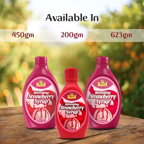 Image of Mr. Kool Strawberry Syrup 450g | Premium Strawberry Flavored Dessert & Milkshake Syrup | Ideal for Ice Cream, Pancakes, Waffles & Mocktails | Rich Taste & Aroma
