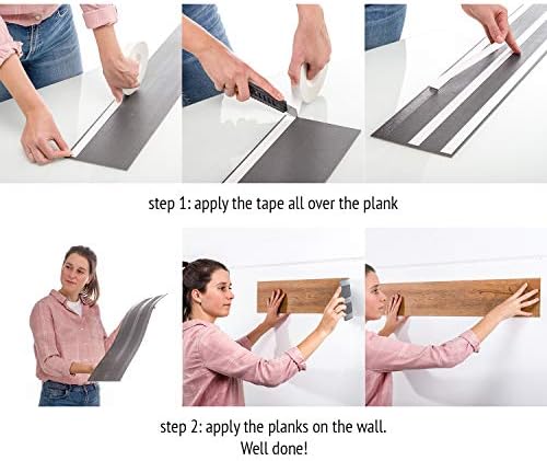 WALPLUS (15 Planks/ 22.5 sqft) Wood Look Planks Natural Oak 3D Wallpapers Faux Wood Wall Art Vinyl Wall Panels for Bedroom Kitchen Living Room Bathroom Decor (Umber Brown)