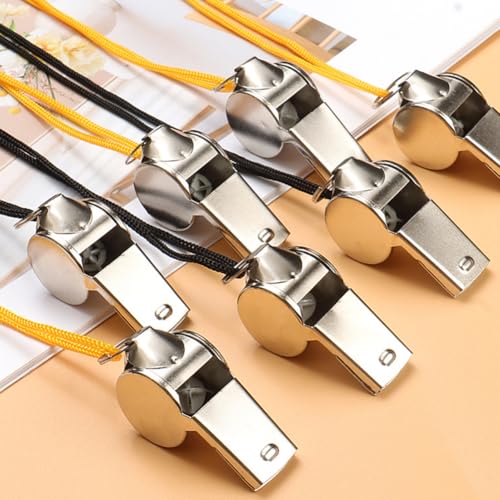 8 silbatos metálicos con cordón para entrenadores miniatura 3