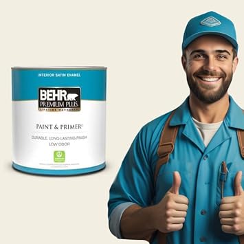 Fits BEHR PREMIUM PLUS 1 quartt #12 Swiss Coffee Satin Enamel Low Odor Interior Paint & Primer