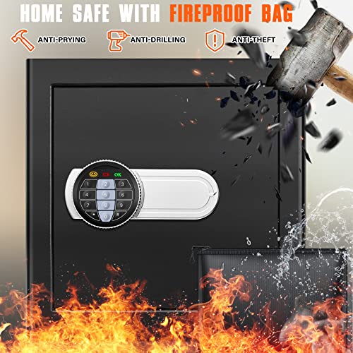 1.5 Cubic Fireproof Safe With Fireproof Waterproof Bag, Anti-Theft Safe Box With Removable Shelf, Home Safes Fireproof Waterproof For Document Cash Jewelry Pistol Medicine #TOP1