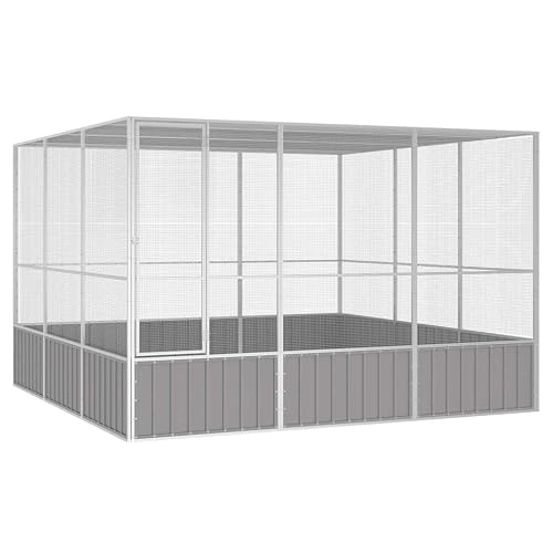 vidaXL Jaula pájaros Acero galvanizado Gris 302,5x324,5x211,5 cm