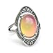 Fun Jewels Vintage Style Antique Sterling Silver Plating Brass Oval Stone Color Change Mood Ring Size Adjustable