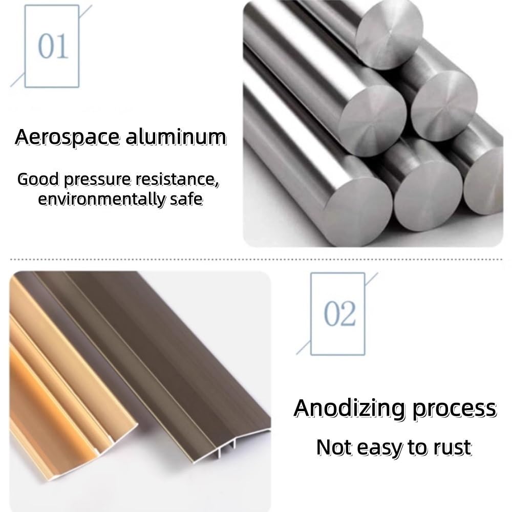 Aluminiowa listwa progowa, rampa progowa z możliwością przycięcia, 100 x 5,5 cm, antypoślizgowa redukcja progu do odkurzaczy robotów na wózkach inwalidzkich (szampański, 100 x 5,5 cm)