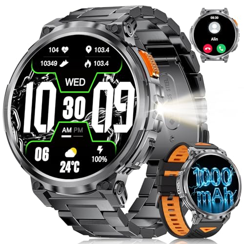 LIGE Montre Connectée Homme avec Appel Bluetooth, 1,85" HD écran Smartwatch avec 1000 mAh (50+Ultralange Standby Zeit), IP68 Etanche, Sommeil Surveillance Android iOS 2025