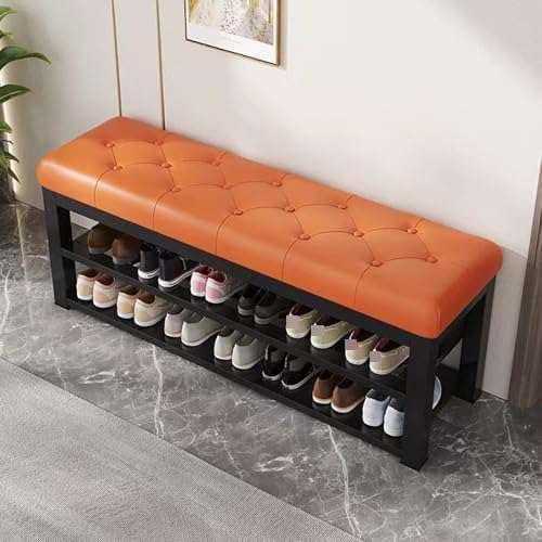 Wyściełana ławka do butów 59 cali, 2-tier Entryway Storage Organizer z metalową ramą, stylowe foyer foyer do sypialni w salonie, łatwy montaż