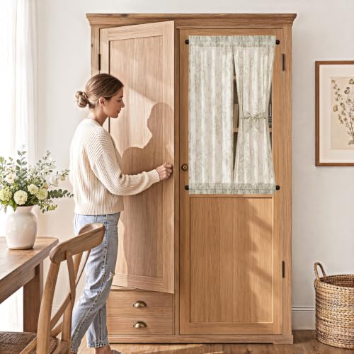 Image of jinchan Floral Sidelight Curtains for Front Door, 26x40, 2 Panels