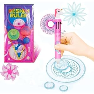 Promote Creative Spiral Rangoli Scrapbook Art Office School Supplies Set Pack of 2(Design Ruler+ Unicorn Ten in One Ballpoint Pen)