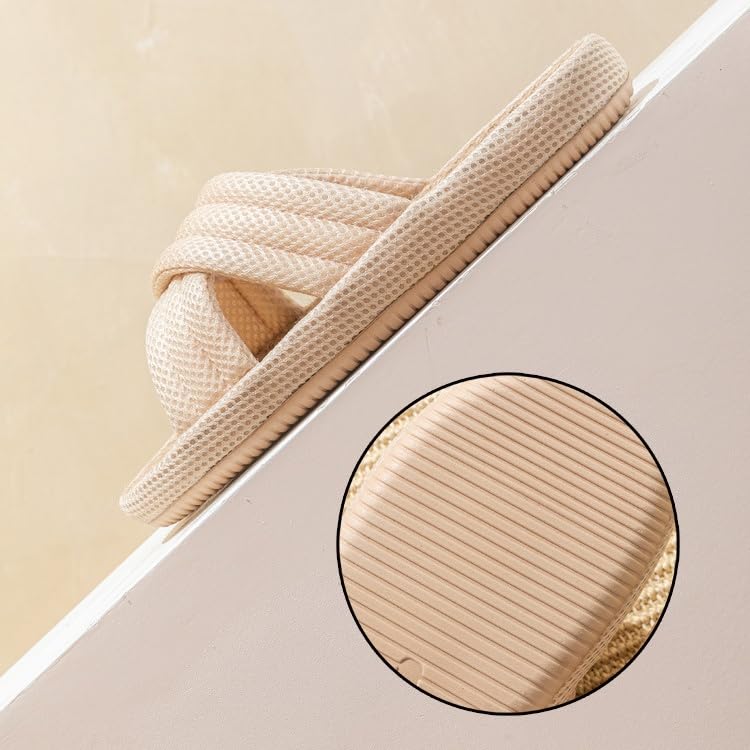 Summer House Slippers for Women Indoor Japanese Linen Slippers Comfort Cross Strap Open Toe House Shoes for Guests3