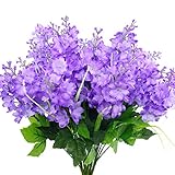 CORVYUC 6pcs Artificial Silk Flowers Fake Hyacinth Floral Plants Arrangements Outdoor Indoor Home Garden Hotel Wedding (Purple)