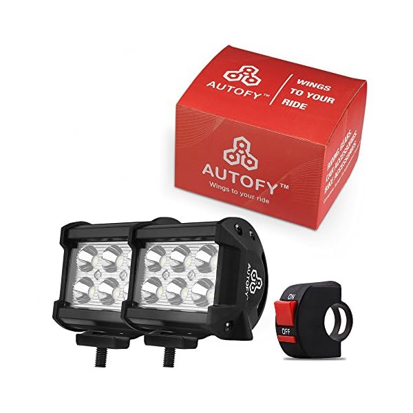 Autofy LED Bar Light Universal Bike Car Fog Light - 6 MONTHS WARRANTY - Work Light LED Bar Light for Off Roading Bikes Cars SUV ATV - Fitting Inside - FREE ON/OFF SWITCH - Set of 2 (6 LED - 24 Watt)