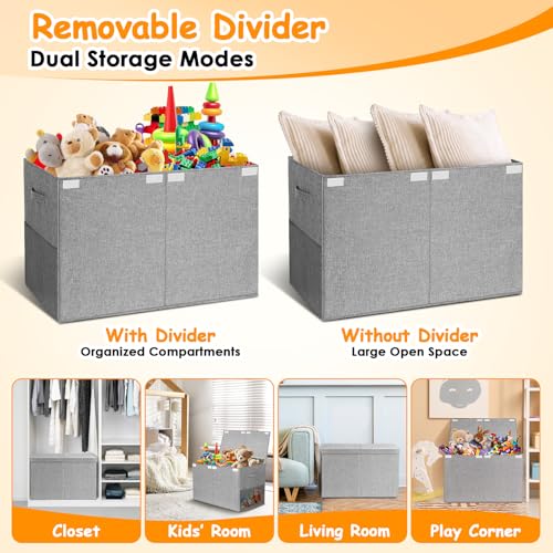 Fineonly Large Toy Box Chest with Lid, Kids Toy Storage Organizer for Boys Girls, Big Toy Bin Basket Extra Large Toy Storage Box for Living Room Playroom Nursery 25\"x13\"x16\"