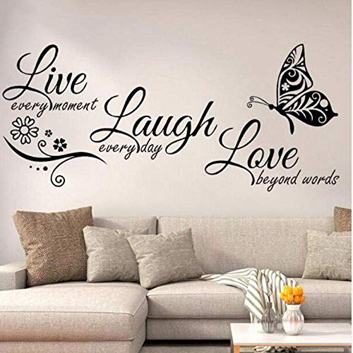 dsajgker Wall Sticker Live Laugh Love Butterfly Flower Wall Art Sticker Modern Wall Decals Quotes Vinyls Stickers Wall Stickers Home Decor Living Room