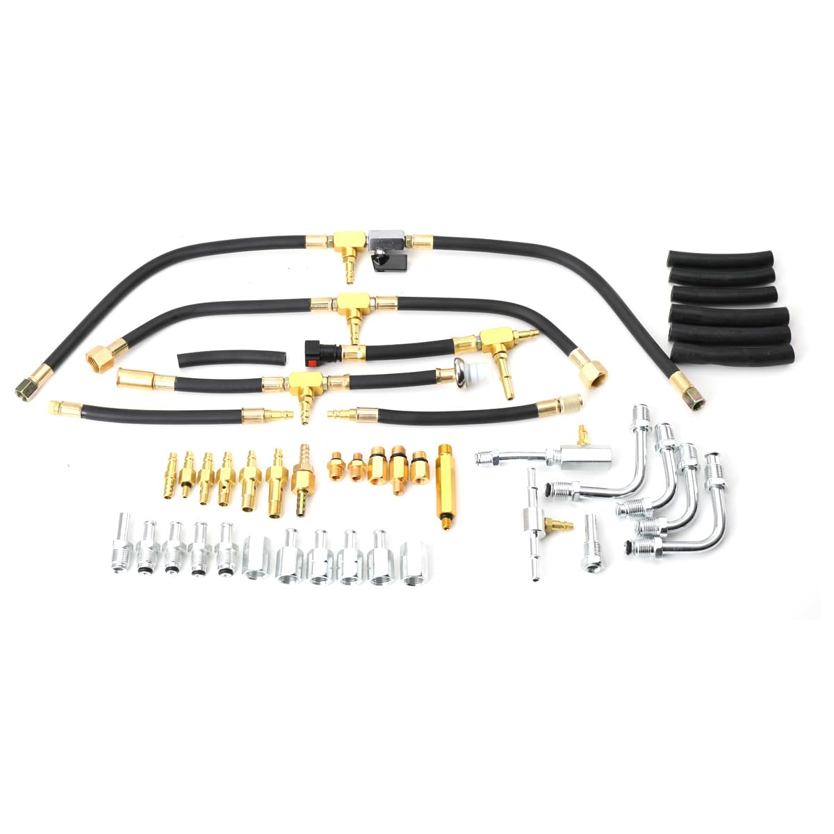Kit Tester Pressione Iniezione Carburante con Manometro 3,5" 0-140 PSI/0-10 Bar, Valvola di Sicurezza, Tubo 6 Piedi, Ideale per Diagnosi Sistemi Carburante Veicoli