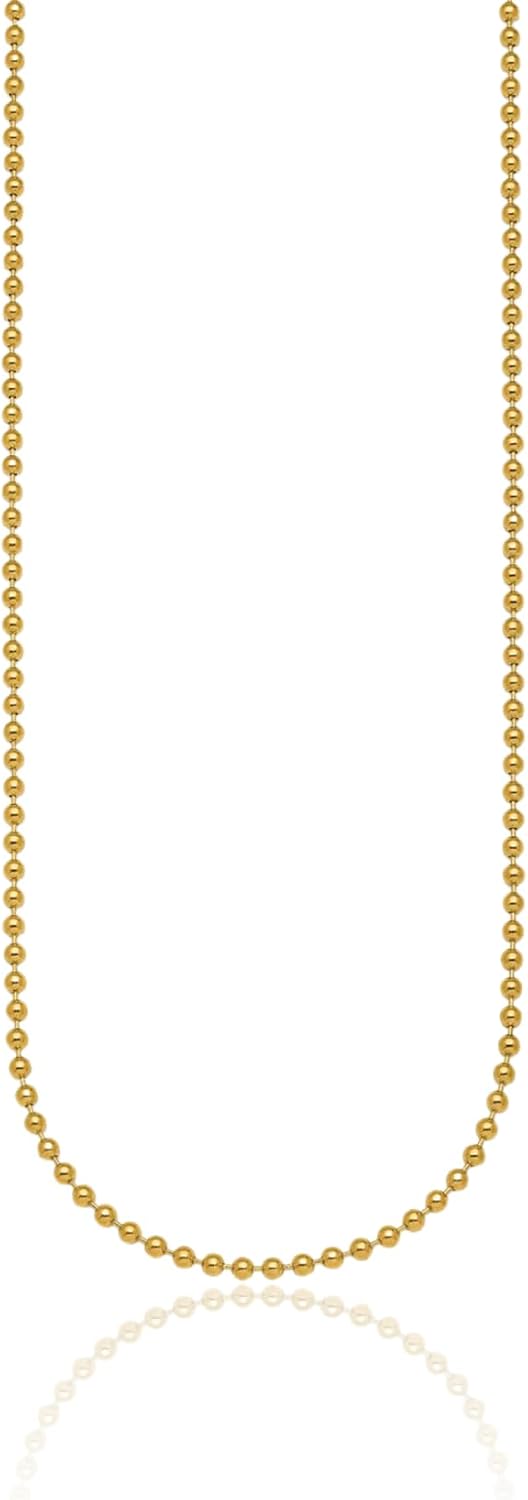 IceCarats 18K Solid Yellow Gold 2.5mm Beaded Ball Chain Necklace Polished
