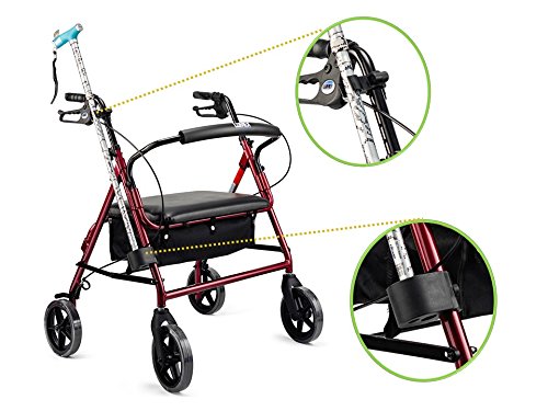 Bodyhealt Cane Holder for Walker - Adjustable Medical Cane Attachment for Most Wheelchairs & Walking Crutches. Walker Accessories for Rollator & Mobility Scooter to Keep Walking Stick Within Reach
