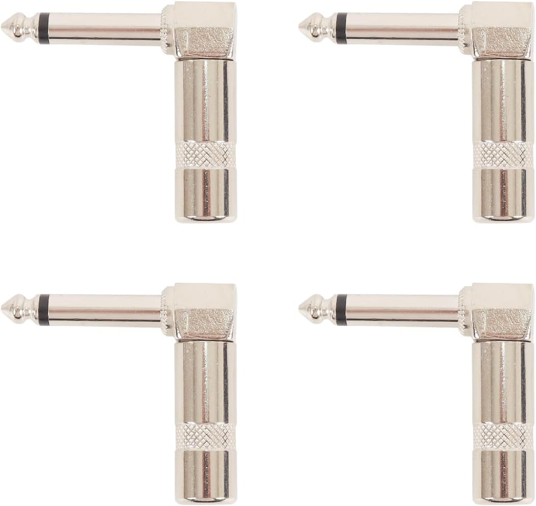 4 Pieces 90 Degree Solder Plug 6.35mm, Right Angle 1/4 Inch High Performance TS Mono Jack Plug for Speaker/guitar/microphone Cable