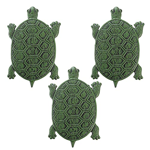 MDLUU 3-Pack Turtle Stepping Stone, Cast Iron Flagstone, Decorative Tortoise Stepping Stone for Garden Walkway, Flower Bed
