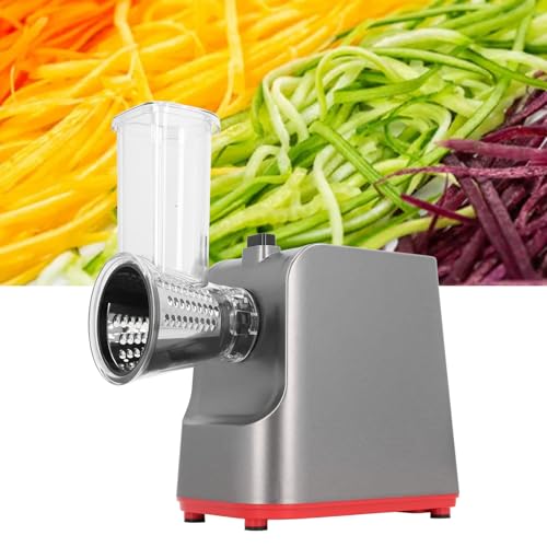 Elektrische Käsereibe, 250 W, 5-in-1-Küchenzerkleinerer, Salatzubereiter, EinSteuerung für Käse, Kartoffeln, Obst und Gemüse (EU-Stecker 220 V)