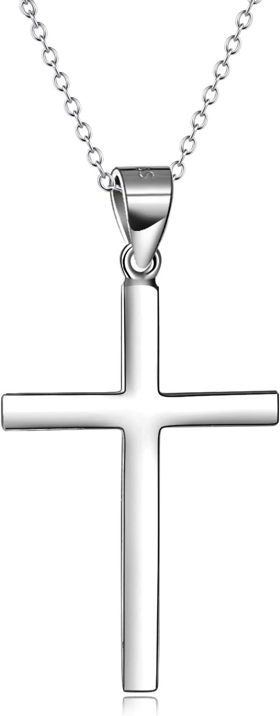 POPLYKE Cross Necklace 925 Sterling Silver Cross Pendant for Men Women