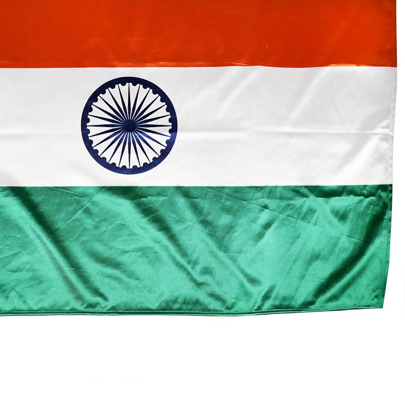Image of PRIYAKANT SAFAWALA Satin Fabric Indian National Tricolour Flag Double Stitched Tiranga Jhanda (Outdoor /Indoor) All Weather Durable Fabric Flag [Pack Of 10] [Size 20x30 Inches]