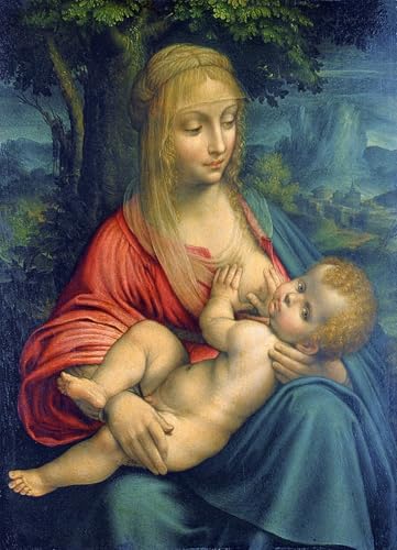 Affiche Toile Vierge et l'Enfant Léonard de Vinci Graffiti 60x90cm