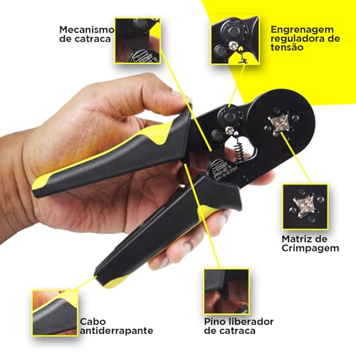 Kit Alicate Decapador Descascador Crimpador Fio Cabo elétrico Com Chave Teste Detectora de Corrente