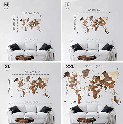 Enjoy The Wood 3D Wood World Map Wall Art Large Wall Décor - World Travel Map - Any Occasion Gift Idea - Wall Art For Home & Kitchen Or Office (Medium, Multicolor) #TOP5